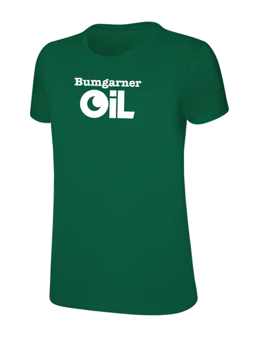 Womens Ring Spun Kelly Green 4.5 oz T-Shirt w/Bumgarner Oil Logo