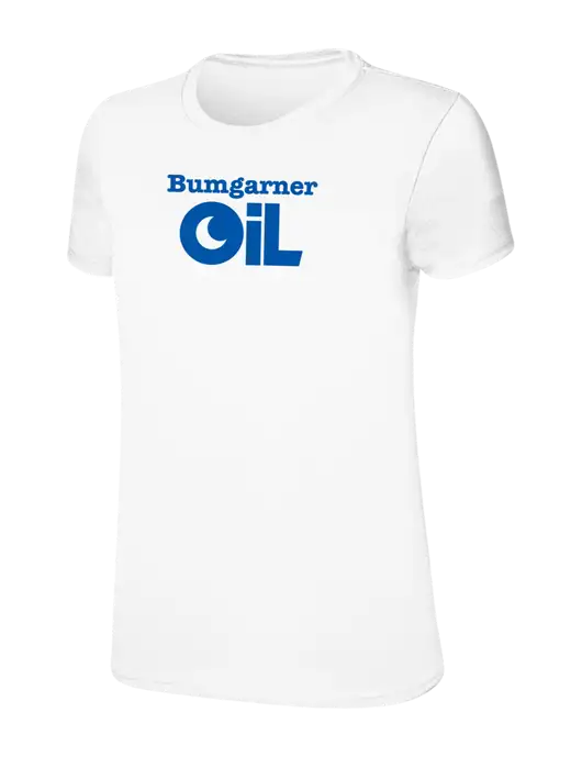 Womens Ring Spun White 4.5 oz T-Shirt w/Bumgarner Oil Logo