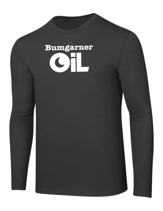 Ring Spun Charcoal 4.5 oz Long Sleeve T-Shirt w/Bumgarner Oil Logo