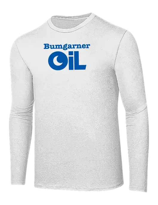 Ring Spun White 4.5 oz Long Sleeve T-Shirt w/Bumgarner Oil Logo