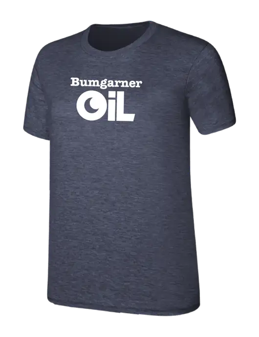 Womens Ring Spun Heather Navy 4.5 oz T-Shirt w/Bumgarner Oil Logo