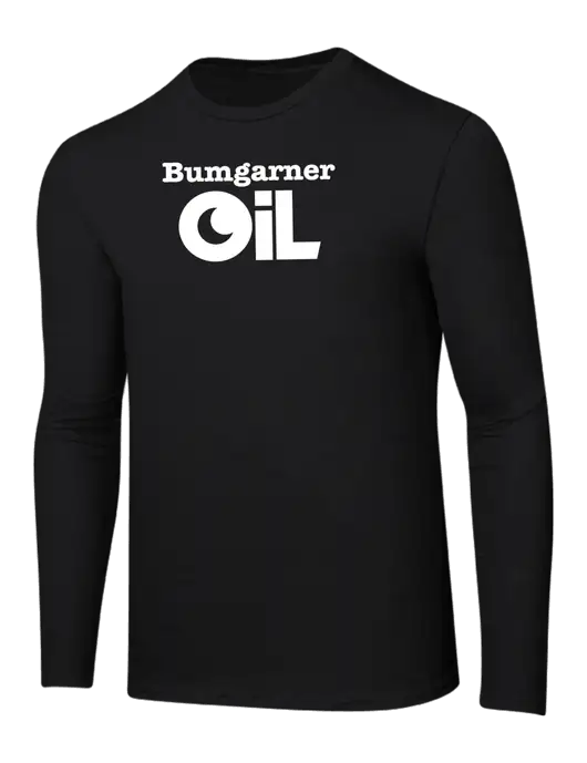 Ring Spun Jet Black 4.5 oz Long Sleeve T-Shirt w/Bumgarner Oil Logo