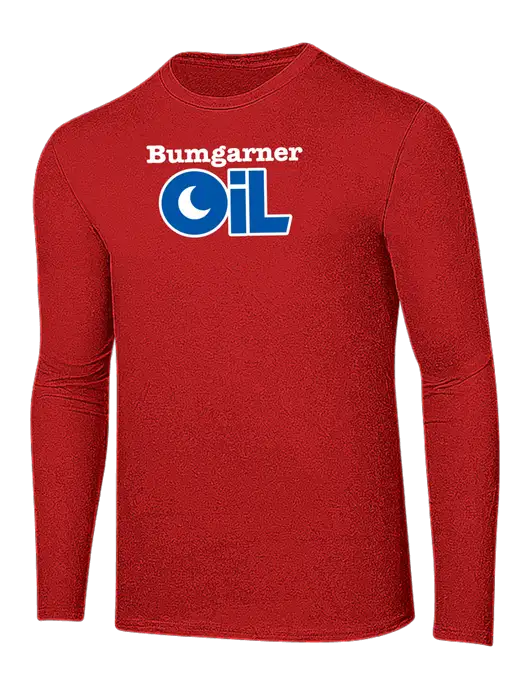 Ring Spun Dark Red 4.5 oz Long Sleeve T-Shirt w/Bumgarner Oil Logo
