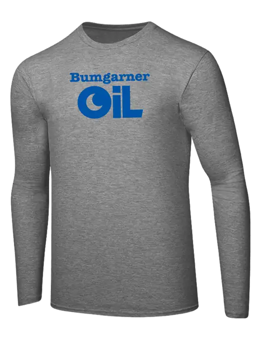 Ring Spun Light Heather Grey 4.5 oz Long Sleeve T-Shirt w/Bumgarner Oil Logo