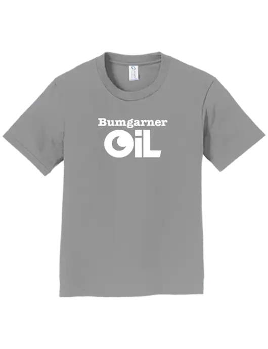 Youth Ring Spun Medium Grey 4.5 oz T-Shirt w/Bumgarner Oil Logo