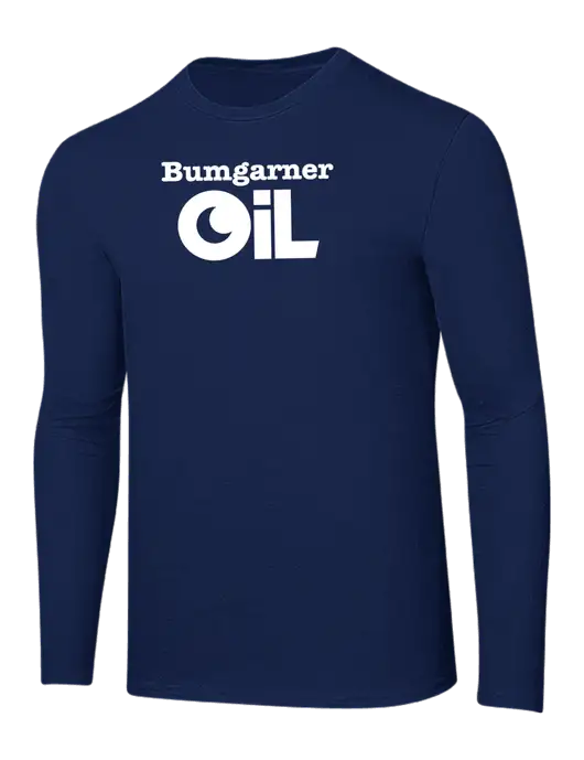Ring Spun Navy 4.5 oz Long Sleeve T-Shirt w/Bumgarner Oil Logo