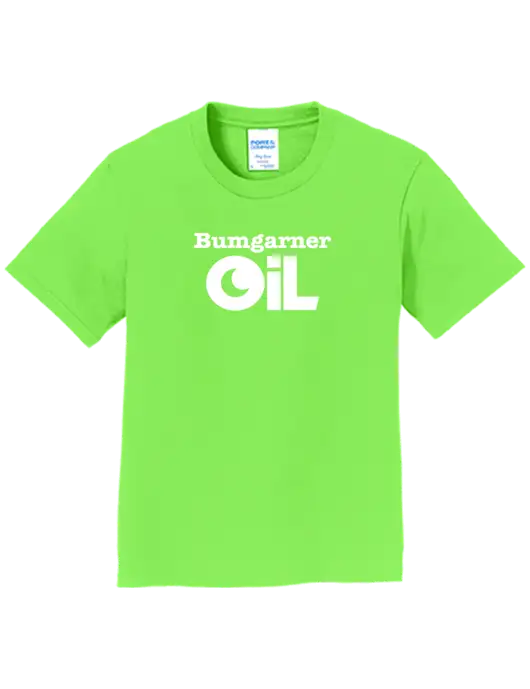 Youth Ring Spun Flash Green 4.5 oz T-Shirt w/Bumgarner Oil Logo