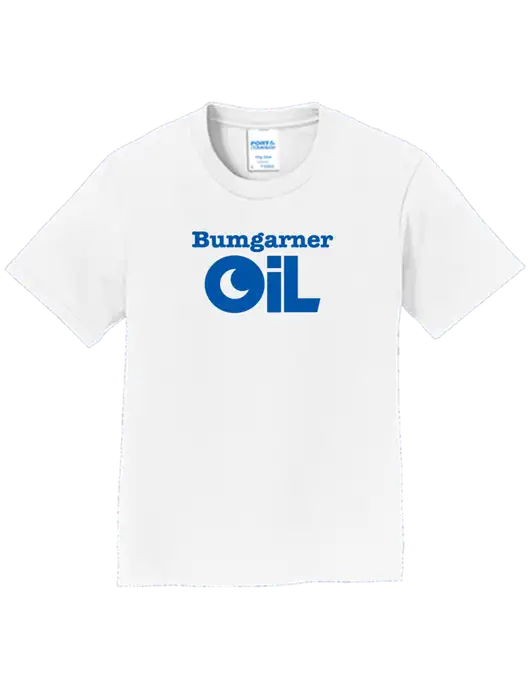 Youth Ring Spun White 4.5 oz T-Shirt w/Bumgarner Oil Logo