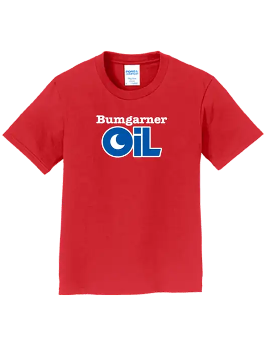 Youth Ring Spun Bright Red 4.5 oz T-Shirt w/Bumgarner Oil Logo