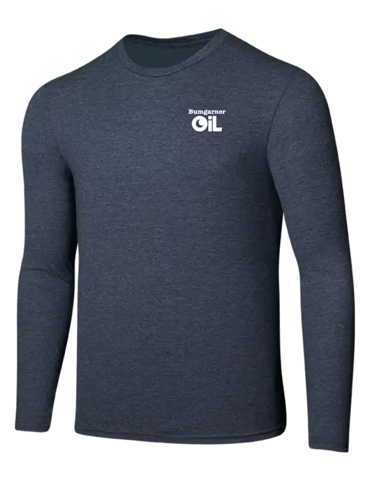 Seriously Soft Heathered Navy Long Sleeve T-Shirt w/Bumgarner Oil Logo