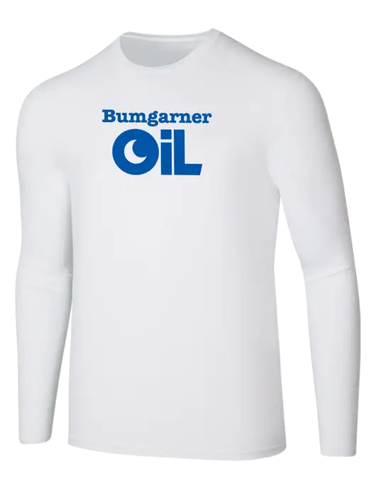 Seriously Soft White Long Sleeve T-Shirt w/Bumgarner Oil Logo