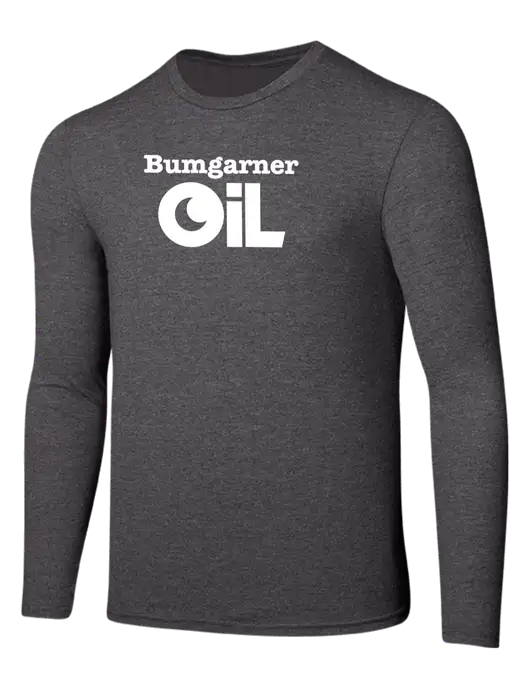 Seriously Soft Heathered Charcoal Long Sleeve T-Shirt w/Bumgarner Oil Logo