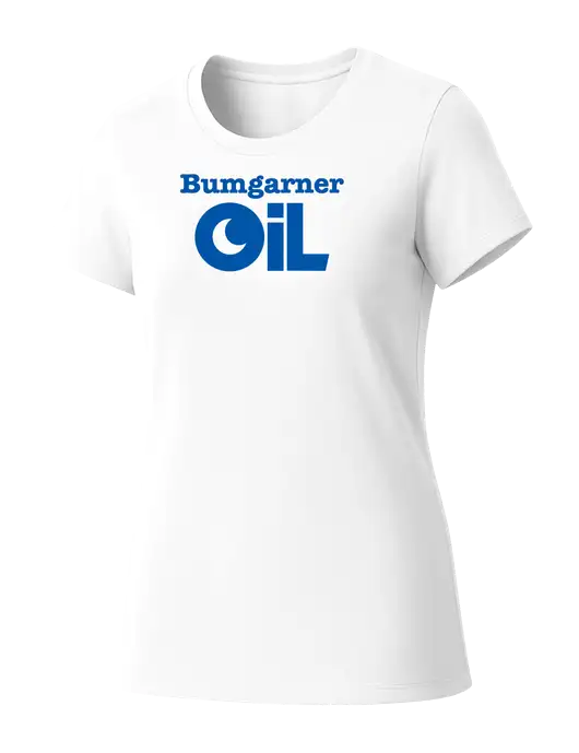 Womens Seriously Soft White T-Shirt w/Bumgarner Oil Logo
