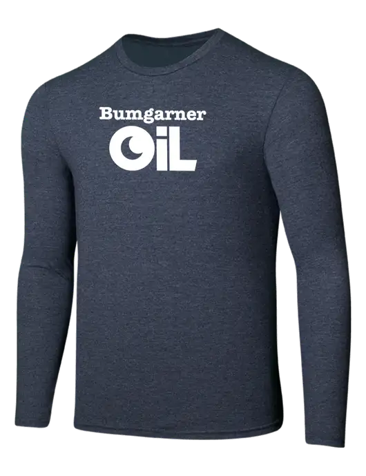 Seriously Soft Heathered Navy Long Sleeve T-Shirt w/Bumgarner Oil Logo