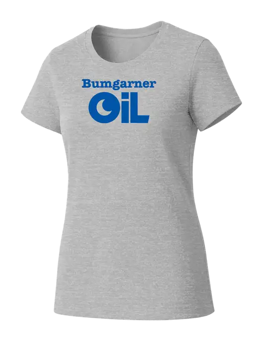 Womens Seriously Soft Light Heathered Grey T-Shirt w/Bumgarner Oil Logo