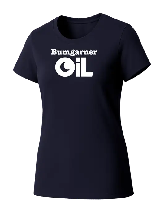 Womens Seriously Soft New Navy T-Shirt w/Bumgarner Oil Logo