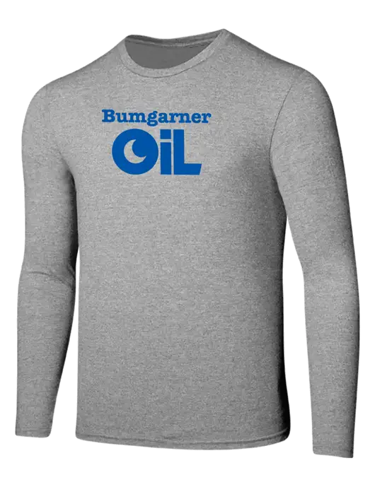 Seriously Soft Light Heathered Grey Long Sleeve T-Shirt w/Bumgarner Oil Logo