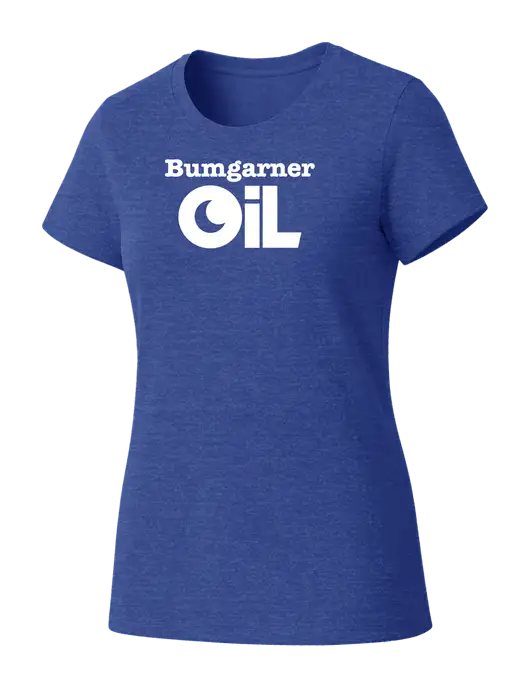Womens Seriously Soft Royal Frost T-Shirt w/Bumgarner Oil Logo