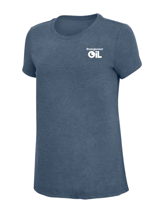 Womens Simply Soft Navy Frost 4.5oz  Poly/Combed Ring Spun Cotton T-Shirt w/Bumgarner Oil Logo