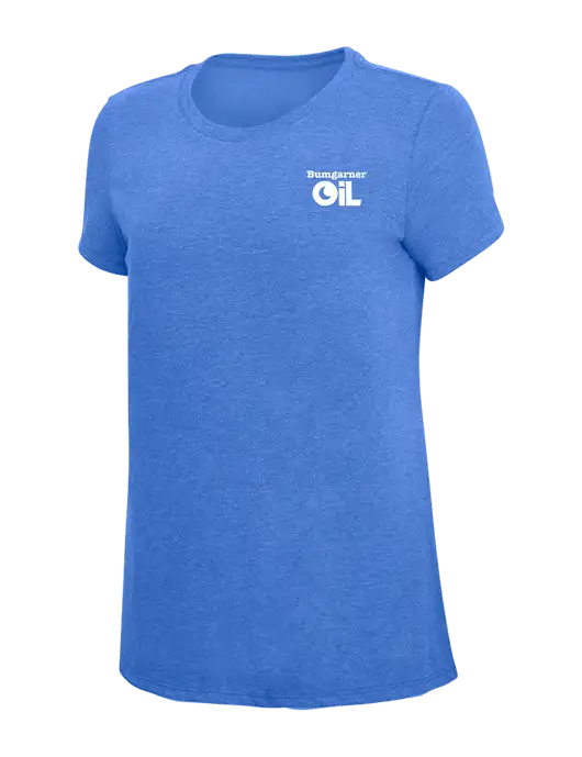 Womens Simply Soft Royal Frost 4.5oz  Poly/Combed Ring Spun Cotton T-Shirt w/Bumgarner Oil Logo