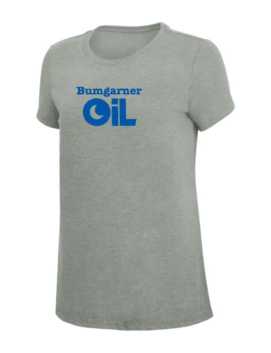 Womens Simply Soft Grey Frost 4.5oz  Poly/Combed Ring Spun Cotton T-Shirt w/Bumgarner Oil Logo