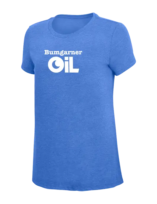 Womens Simply Soft Royal Frost 4.5oz  Poly/Combed Ring Spun Cotton T-Shirt w/Bumgarner Oil Logo