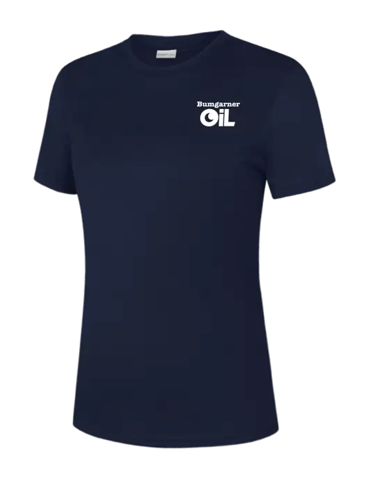 Womens Navy PosiCharge Competitor Tee w/Bumgarner Oil Logo
