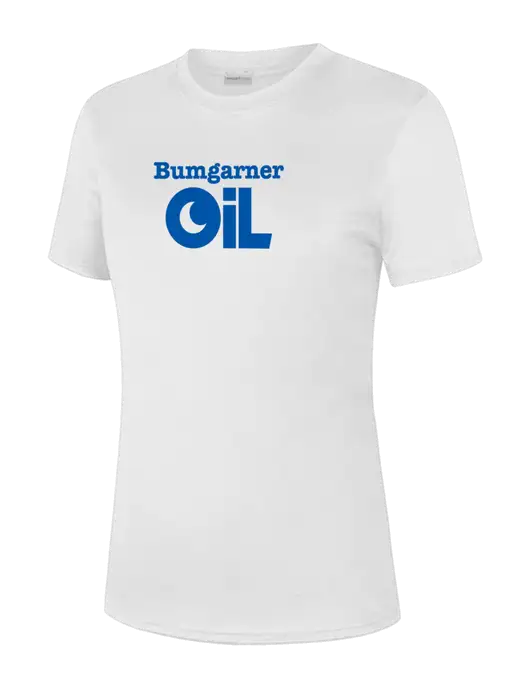  Womens White PosiCharge Competitor Tee w/Bumgarner Oil Logo