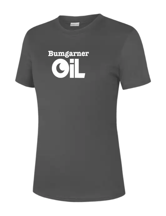  Womens Dark Grey PosiCharge Competitor Tee w/Bumgarner Oil Logo