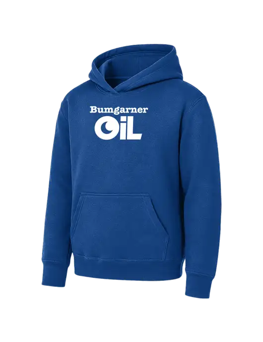 Youth Royal 7.8 oz Pullover Hooded Sweatshirt w/Bumgarner Oil Logo