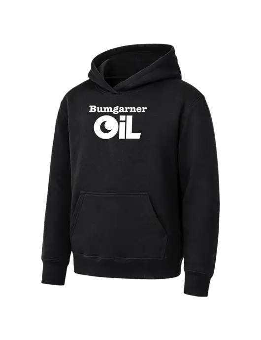 Youth Black 7.8 oz Pullover Hooded Sweatshirt w/Bumgarner Oil Logo