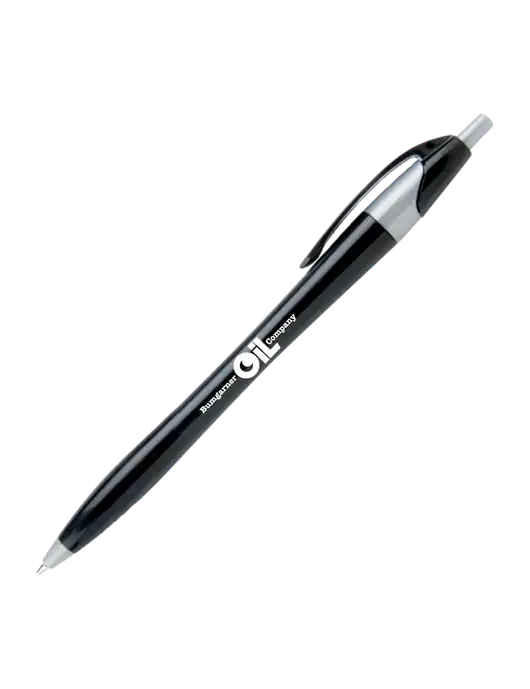 Novella Black/Silver Corporate Pen - Blue Ink w/Bumgarner Oil Logo