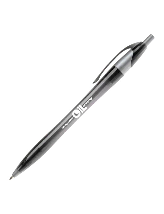 Novella Translucent Black/Silver Jewel Pen - Blue Ink w/Bumgarner Oil Logo