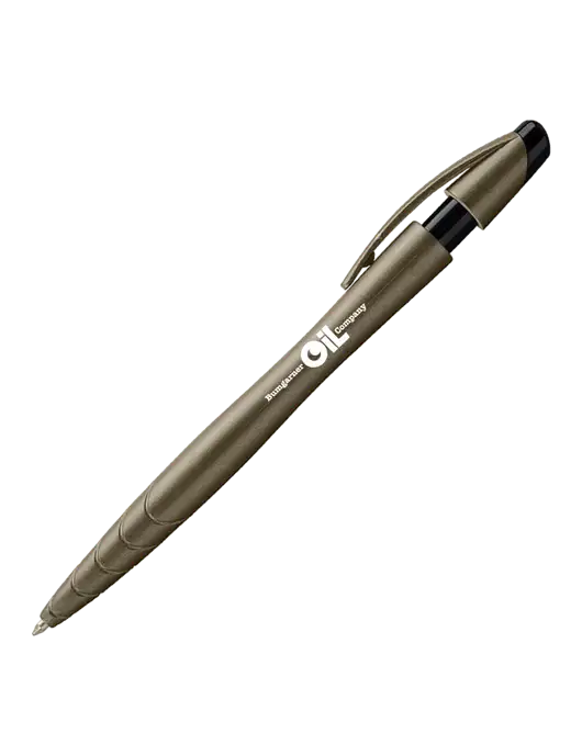 Awali Grey Metallic Pen - Black Ink w/Bumgarner Oil Logo