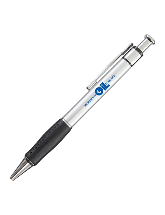 Malta Silver Pen - Black Ink w/Bumgarner Oil Logo