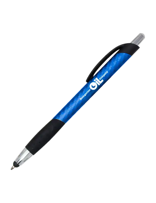 Sunray Blue Stylus Pen - Black Ink w/Bumgarner Oil Logo