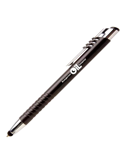 Schirhart Black Stylus Pen - Blue Ink w/Bumgarner Oil Logo
