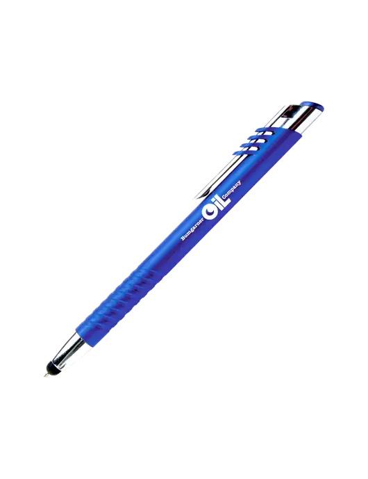 Schirhart Blue Stylus Pen - Blue Ink w/Bumgarner Oil Logo