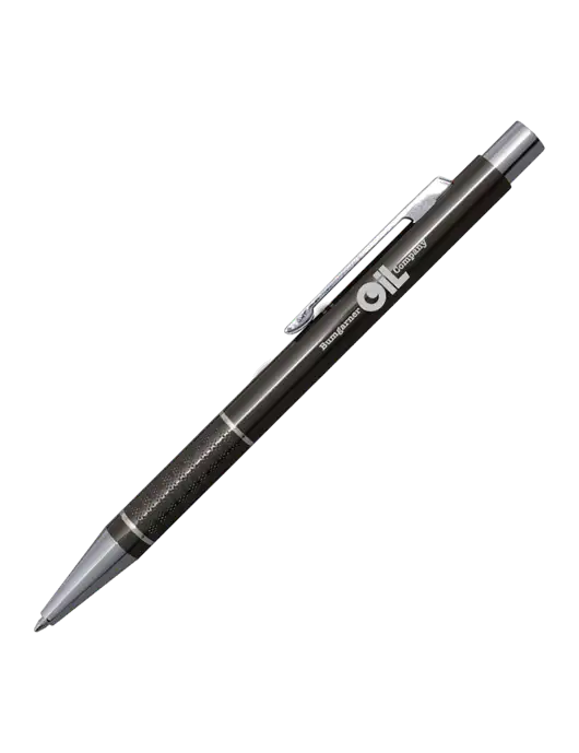 St George Gunmetal Pen - Blue Ink w/Bumgarner Oil Logo