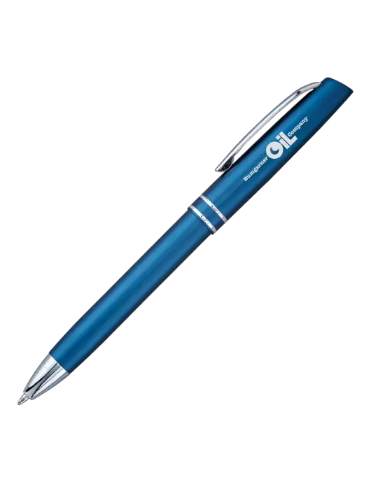 Blue Anguilla Black Ink Pen w/Bumgarner Oil Logo