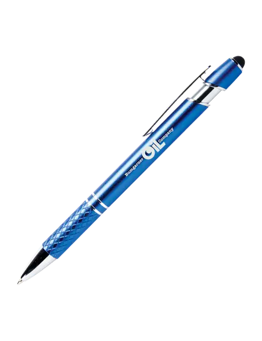 Valencia Blue Stylus Pen - Black Ink w/Bumgarner Oil Logo