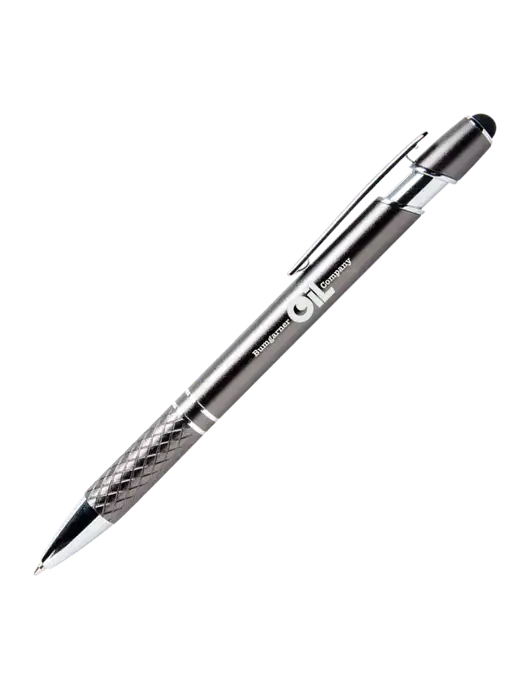 Valencia Gunmetal Stylus Pen - Black Ink w/Bumgarner Oil Logo