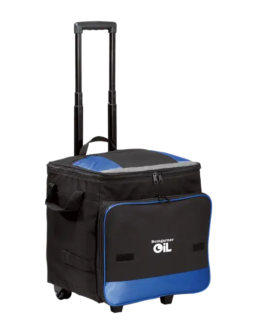 Twilight Blue Rolling Cooler w/Bumgarner Oil Logo