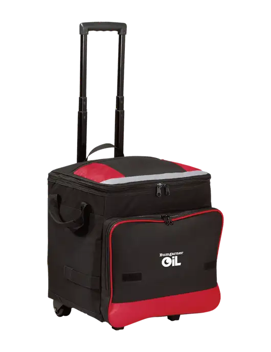 Red Rolling Cooler w/Bumgarner Oil Logo