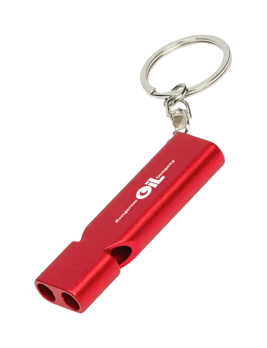 Quick Alert Red Safety Whistle w/Bumgarner Oil Logo