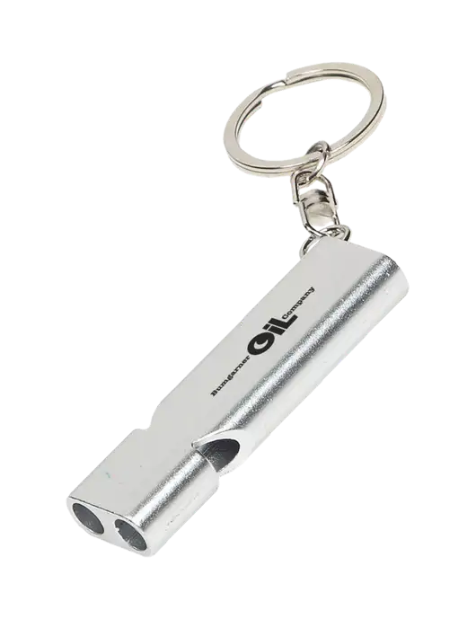 Quick Alert Silver Safety Whistle w/Bumgarner Oil Logo