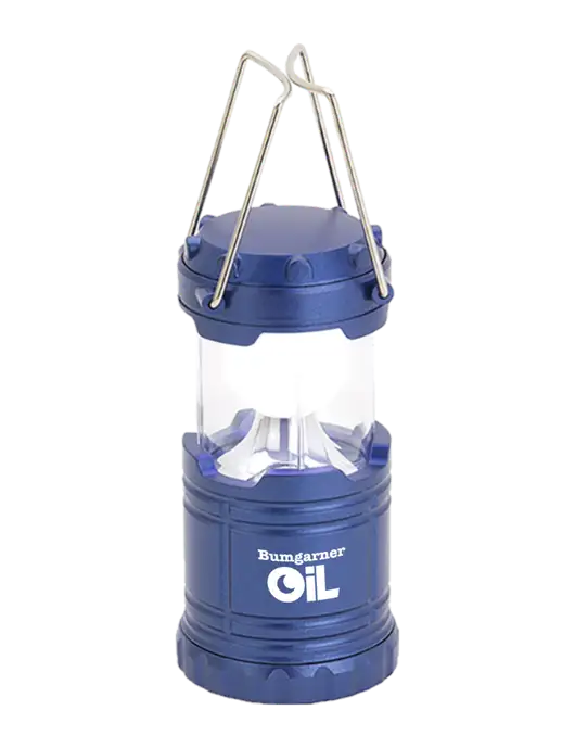 Blue Mini Retro Lantern w/Bumgarner Oil Logo