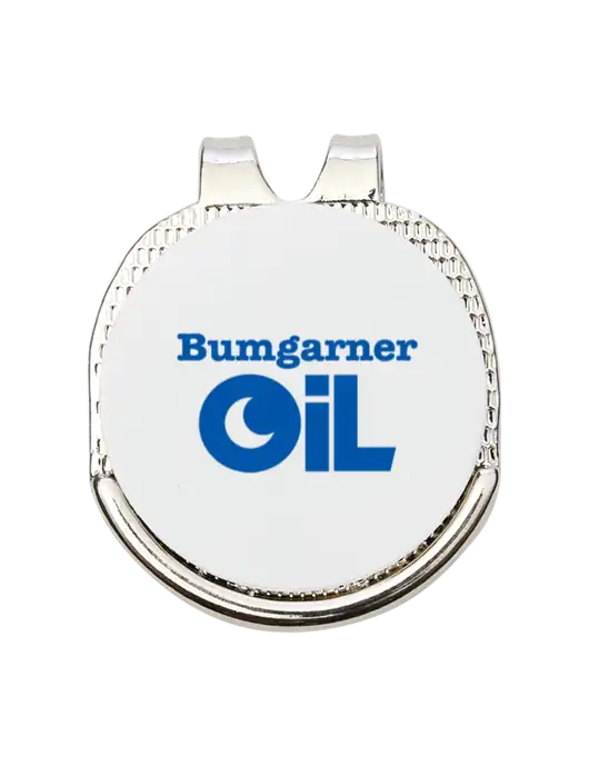 Antique Silver Hat Clip w/Golf Ball Marker w/Bumgarner Oil Logo