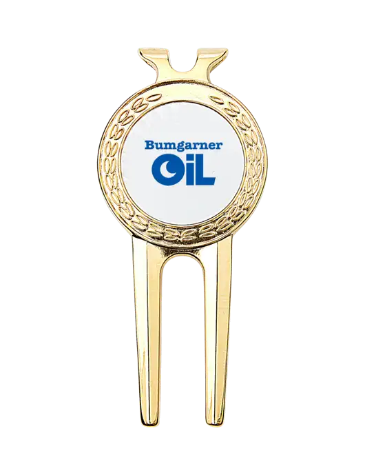 Gold Divot Tool, 1.5 x 3 w/Bumgarner Oil Logo