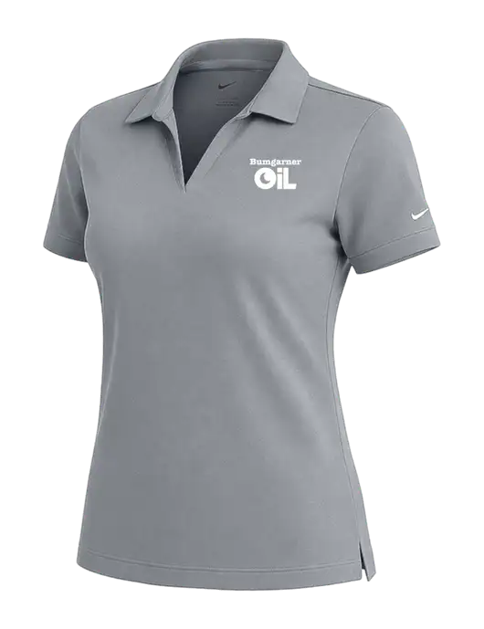 NIKE Medium Grey Womens Dri-Fit Micro Pique Polo w/Bumgarner Oil Logo